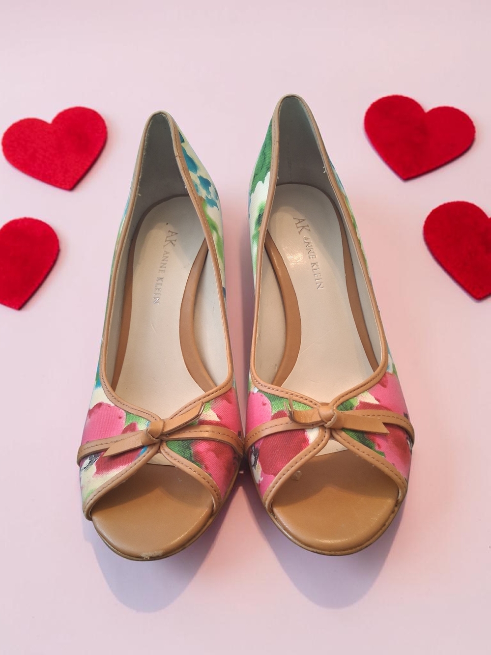 Anne Klein floral print peep toe pumps Womens Shoes Size 6